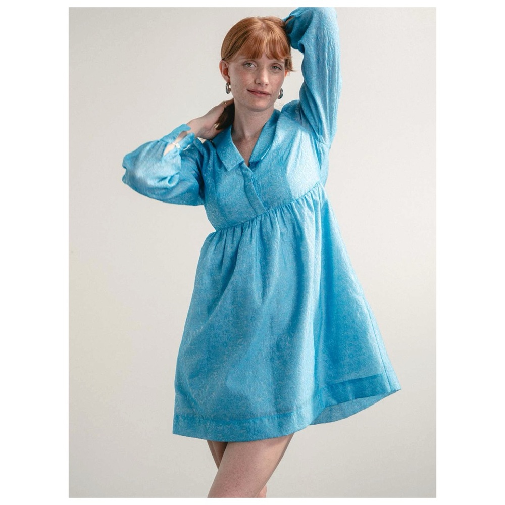 Darling The Avenue Babydoll Dress Turquoise Cyan Blue Size Large NWT